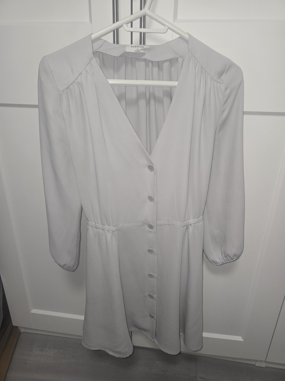 Babaton Light Gray Button-Front Dress